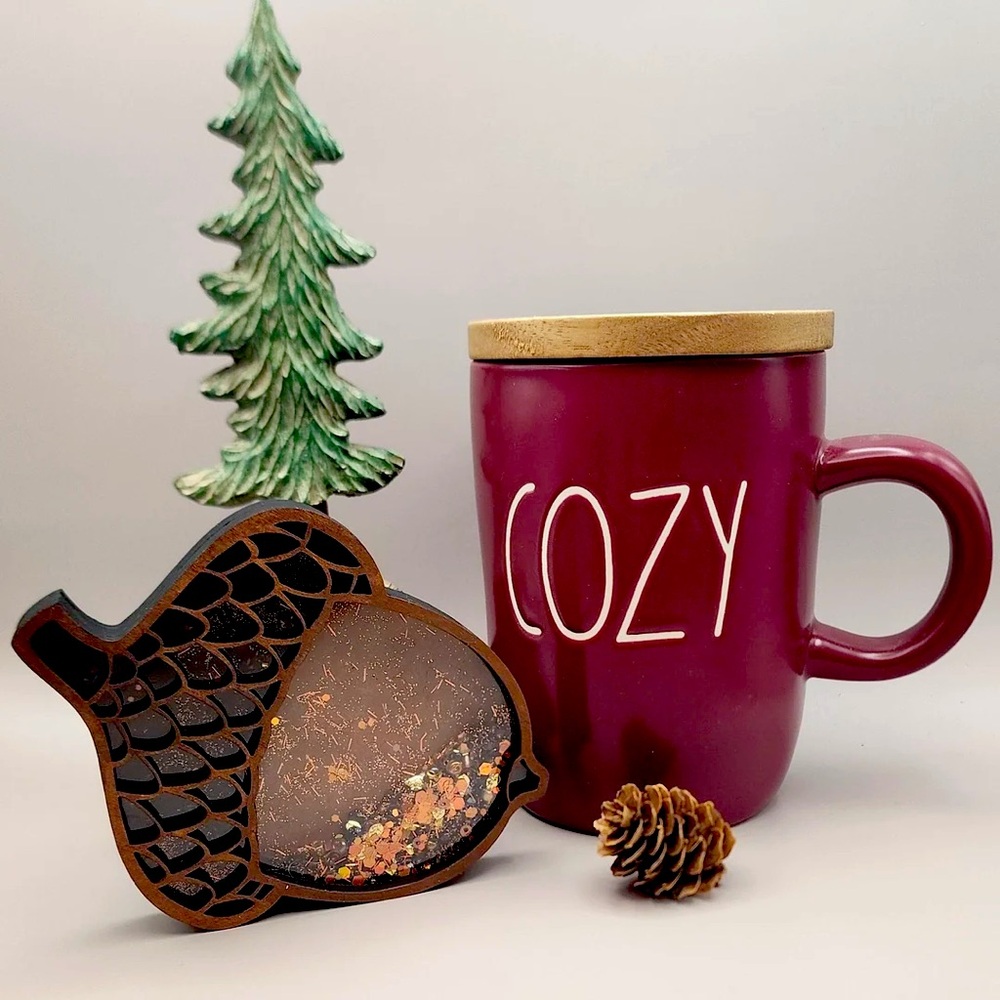 NEW Rae Dunn Cozy Mug with Lid Maroon